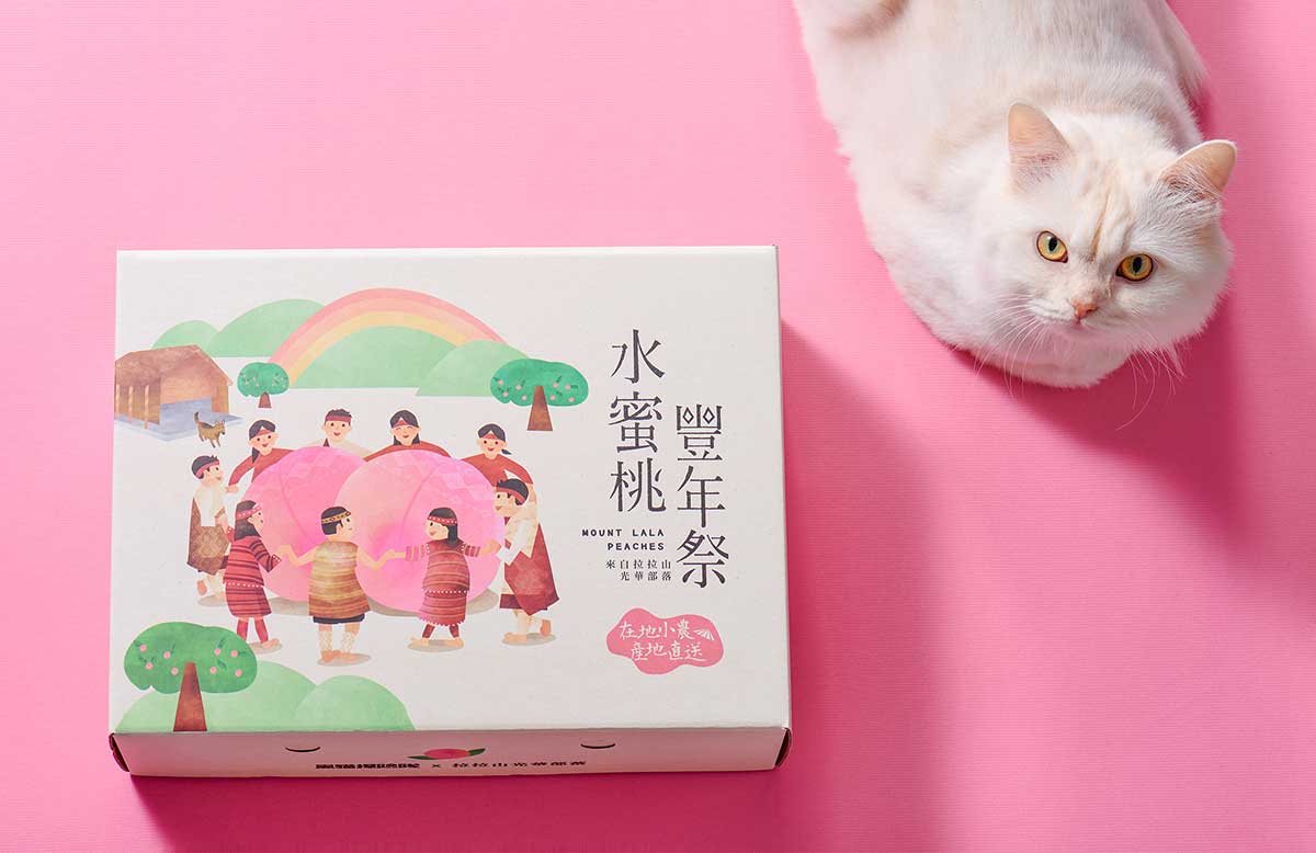 水蜜桃豐年祭禮盒插畫(huà)包裝設(shè)計(jì)