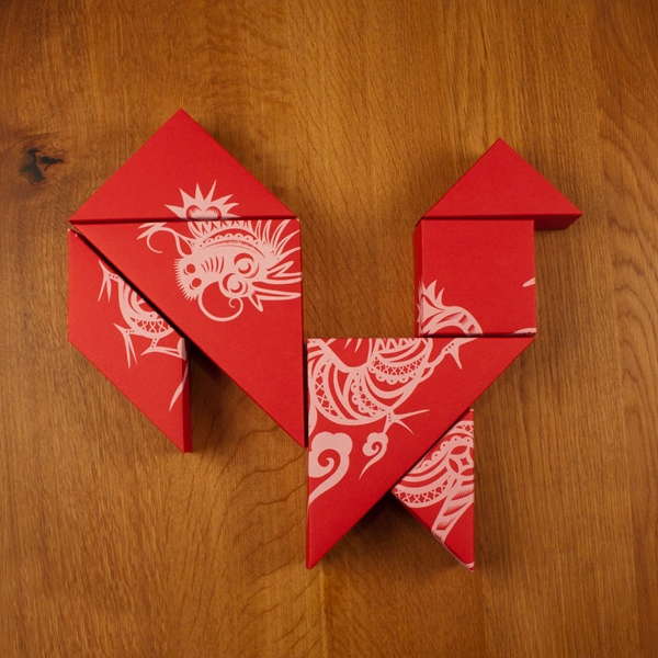 春節(jié)禮品盒包裝設計，新年七巧板的妙用