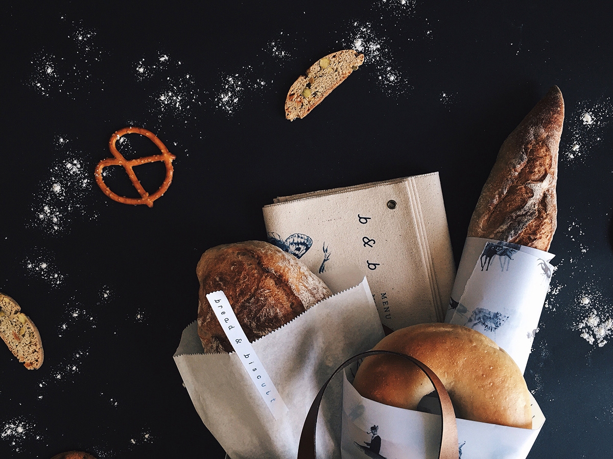 概念化早餐，面包與餅干食品飲料包裝設計