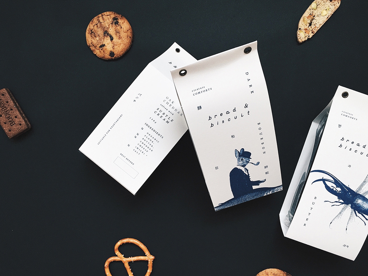 概念化早餐，面包與餅干食品飲料包裝設計