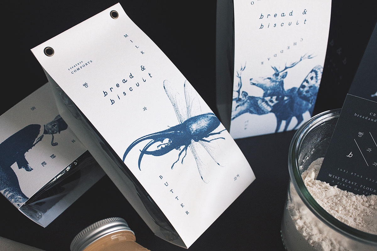 概念化早餐，面包與餅干食品飲料包裝設計