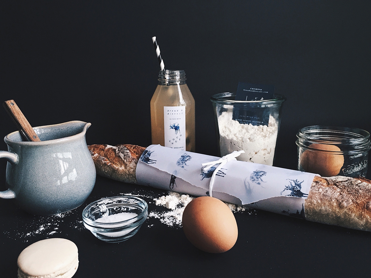 概念化早餐，面包與餅干食品飲料包裝設計