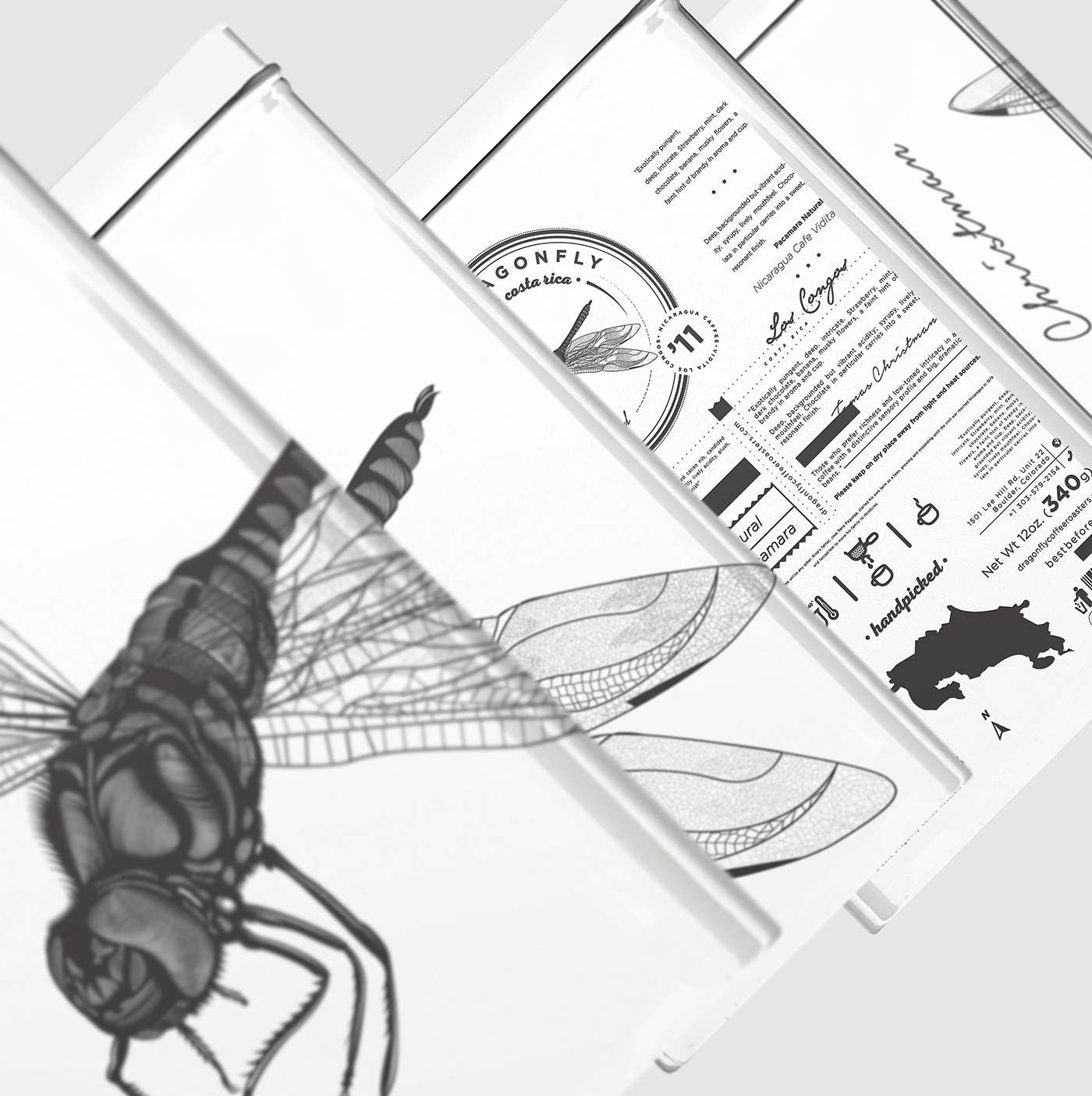 大自然的奇跡，蜻蜓主題的咖啡品牌包裝設計
